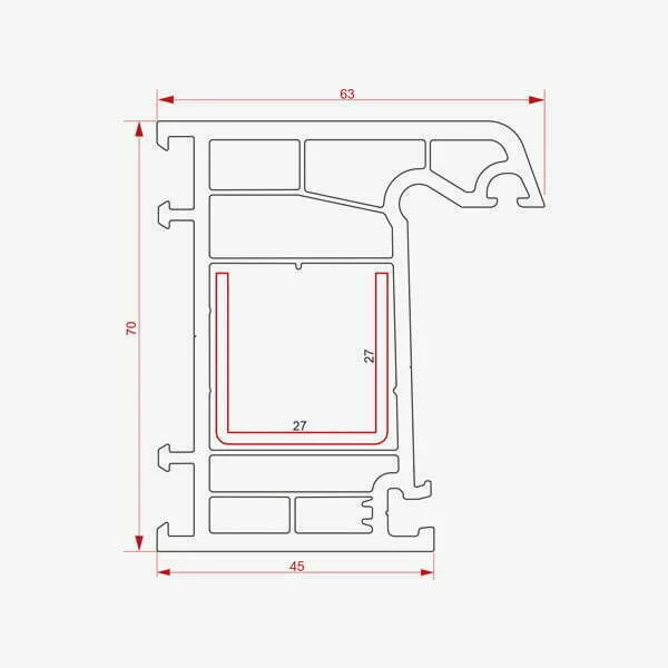 قطاع الإطار 70 مم 5 غرف - Akdoorplast - Pvc Kapi Ve Pencere Sistemleri
